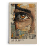 Paul Sinus Leinwandbild 60x90cm realistisches Auge mit abstrakter Collage aus Vintage-Zeitungselementen – kunstvolles Leinwandbild