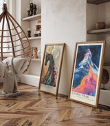 Paul Sinus Leinwandbild 40x60cm Leinwandbild Cosmic Peak – Faszinierende Darstellung eines Berggipfels mit kosmischen Farben, surrealer Naturkunst
