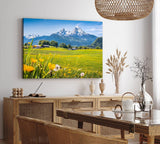 Paul Sinus Wandbild 120x80cm Alpen Österreich Schneegipfel Wiese Blumen Sonnenschein