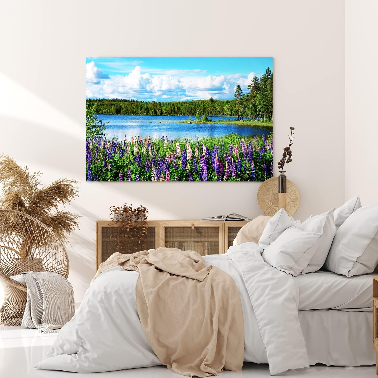 Paul Sinus Wandbild 120x80cm See Natur Tannenwald Blumen Blüten Sommer