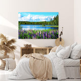 Paul Sinus Wandbild 120x80cm See Natur Tannenwald Blumen Blüten Sommer