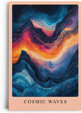 Paul Sinus Leinwandbild 80x120cm kosmische Farbexplosion mit fließenden Wellenformen, abstrakte Wandkunst mit tiefen Blautönen