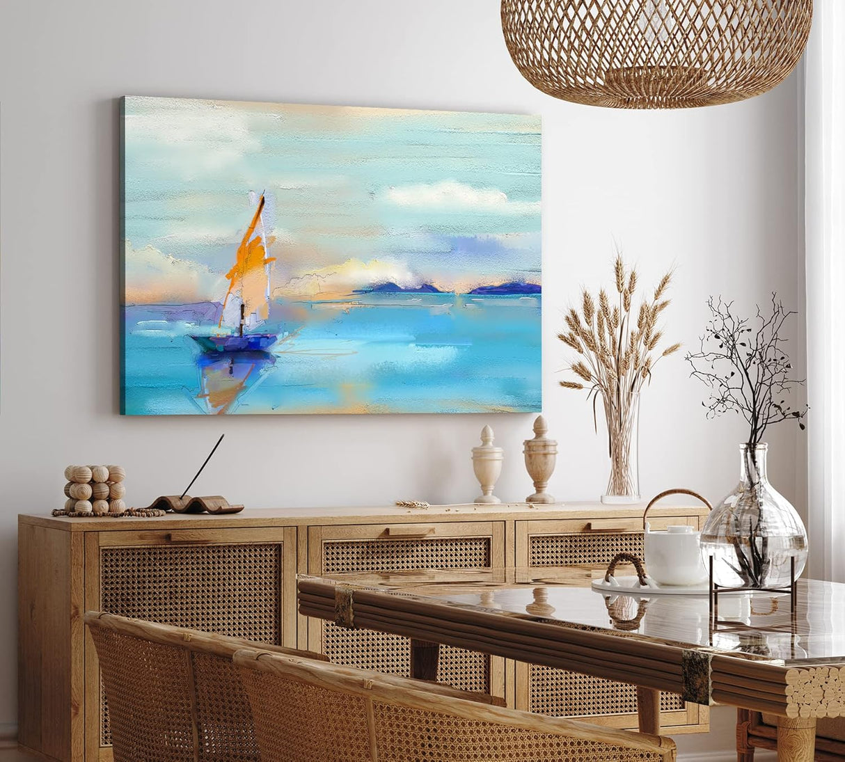 Paul Sinus Wandbild 120x80cm Segelboot Segelschiff Meer Abstrakt Horizont