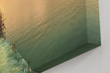 Sinus Art Wandbild 120x80cm Der verfallene Holzsteg führt ins ruhige Wasser und lädt zur inneren Einkehr ein