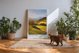 Paul Sinus Kunstdruck 40x60cm Südtirol Italien – sonnige Hügellandschaft mit goldenen Wiesen und herbstlicher Tiefe