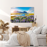 Paul Sinus Wandbild 120x80cm Stokksnes Inland Berge Landschaft Blumen See Natur