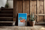 Paul Sinus Kunstdruck 40x60cm Flamingo Bliss mit rosa Flamingo am türkisfarbenen Meer