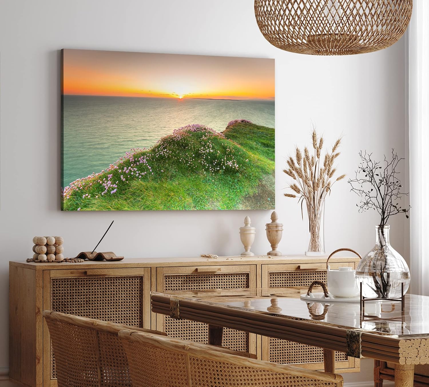 Paul Sinus Wandbild 120x80cm Meer Sonnenuntergang Abendröte Küste Horizont