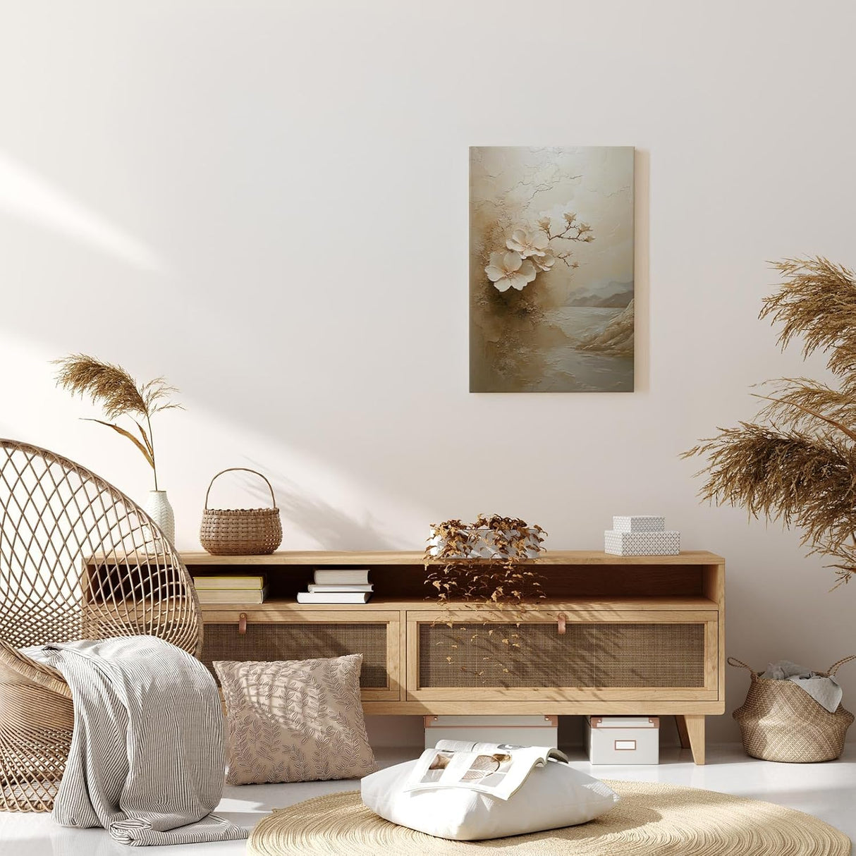 Paul Sinus 60x90cm Wandbild Magie der Blüte am See – Verträumte Landschaftskunst mit floraler Eleganz Blume