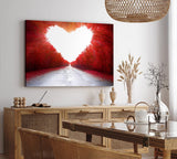 Paul Sinus Wandbild 120x80cm Baumallee Allee Bäume Herzform Rot Kunstvoll Straße