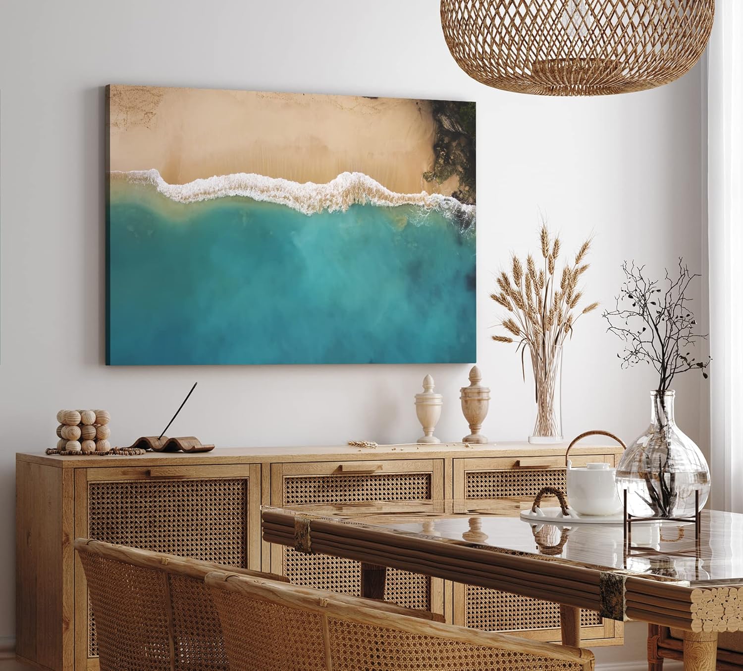 Paul Sinus Wandbild 120x80cm Strand aus der Vogelperspektive Türkis Meer Ozean Sandstrand