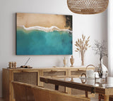 Paul Sinus Wandbild 120x80cm Strand aus der Vogelperspektive Türkis Meer Ozean Sandstrand