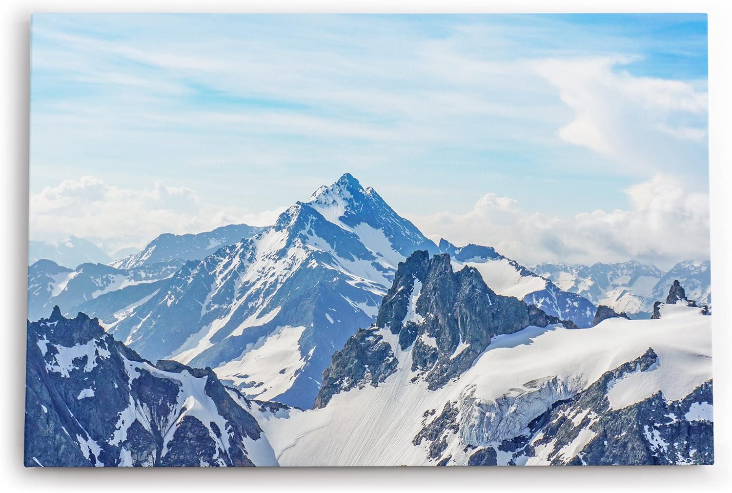 Paul Sinus Wandbild 120x80cm Alpen Berge Gebirge Schnee Schneegipfel Blau