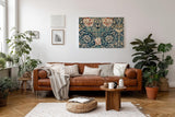 Sinus Art Wandbild 120x80cm Künstlerisch gestaltetes Blütenornament auf türkisblauem Fond mit detailreichen Linien