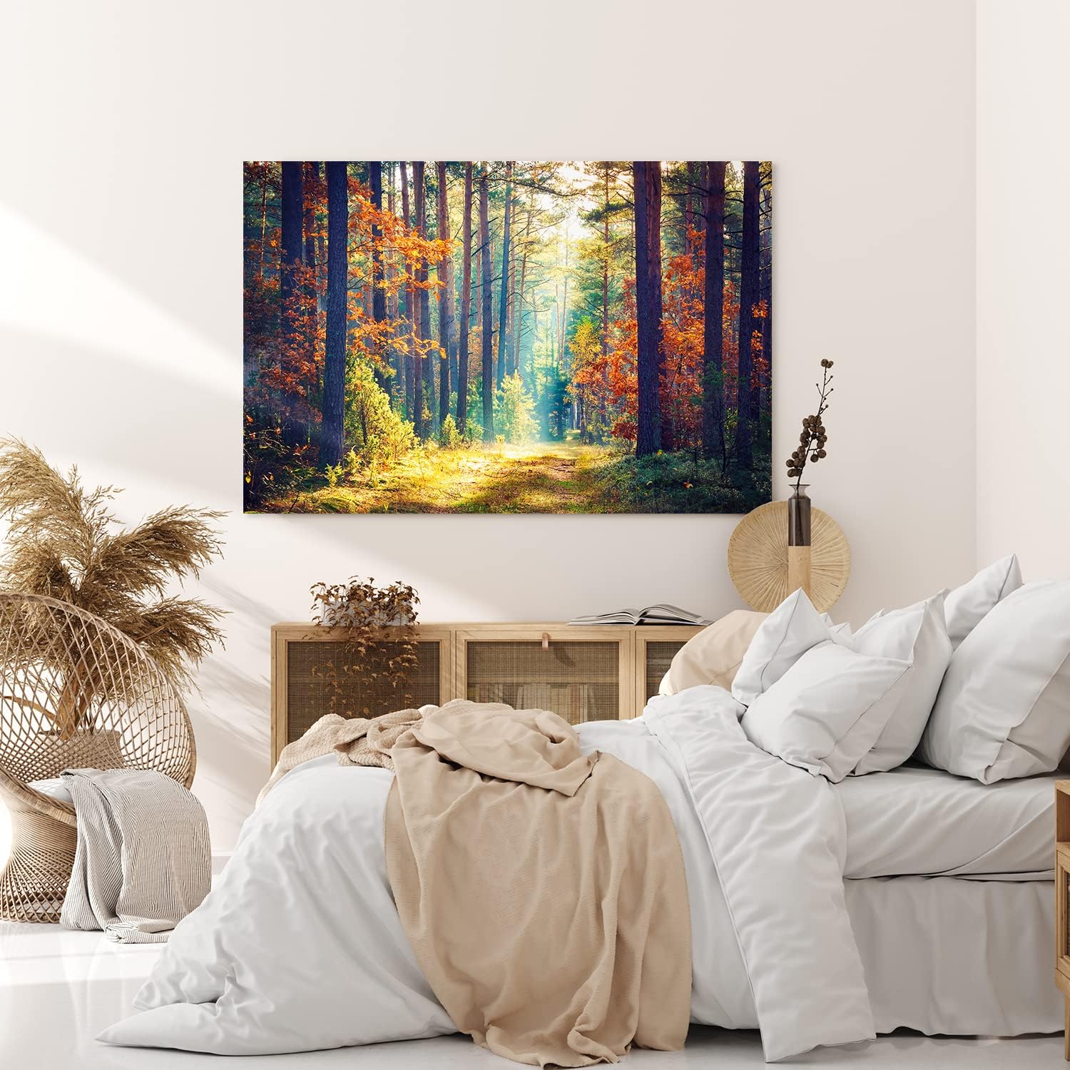 Paul Sinus Wandbild 120x80cm Wald Waldweg Bäume Sonnenstrahl Natur Herbst