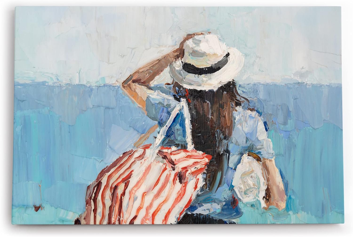 Paul Sinus Wandbild 120x80cm Junge Frau geht zum Strand Abstrakt Blau Kunstvoll