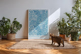 Paul Sinus Kunstdruck 40x60cm Botanical Blue florales Ornament in Blau und Weiß für stilvolle Räume
