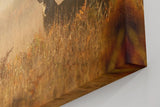 Sinus Art Wandbild 120x80cm Der majestätische Hirsch im Nebel erzeugt eine ruhige kraftvolle Stimmung im Raum
