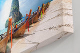 Sinus Art Wandbild 120x80cm Tropischer Küstenblick mit traditioneller Bootskulisse und türkisblauem Wasser