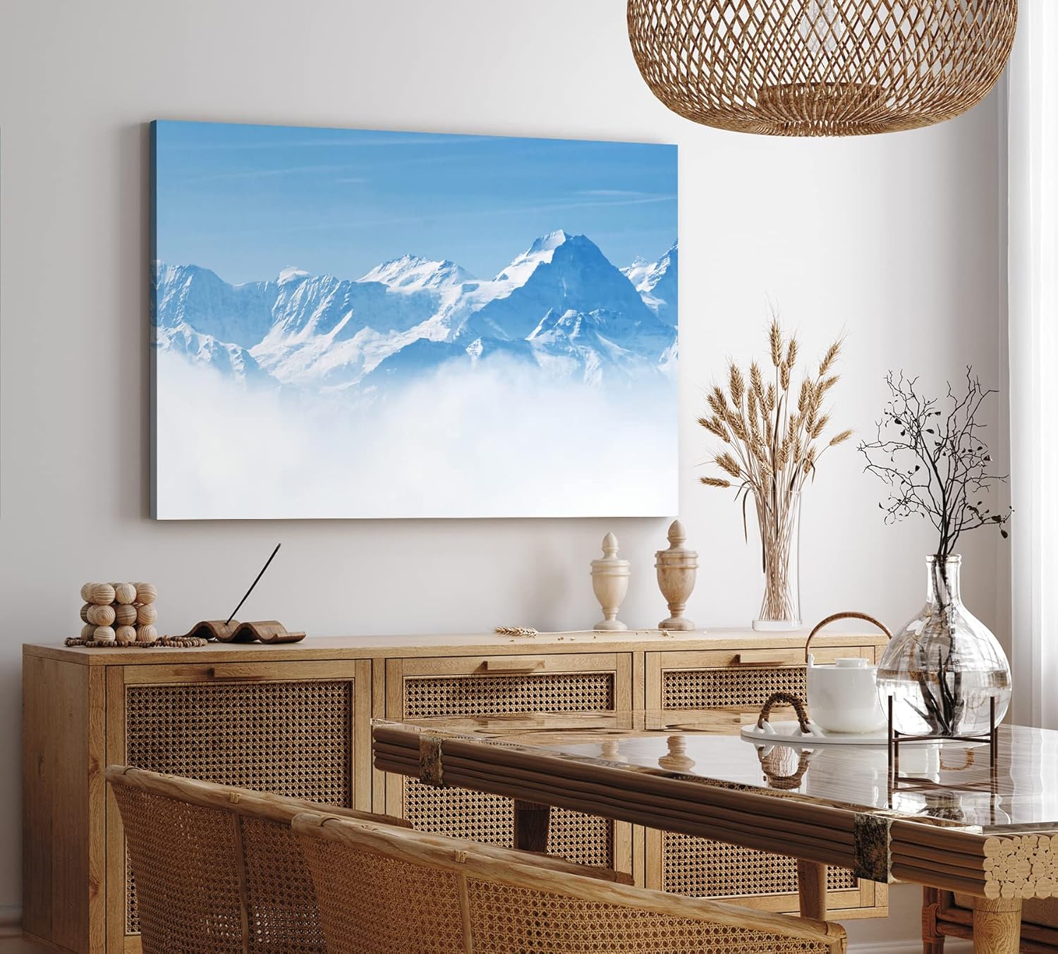 Paul Sinus Wandbild 120x80cm Berge Schneegipfel Alpen Blau Weiß Natur