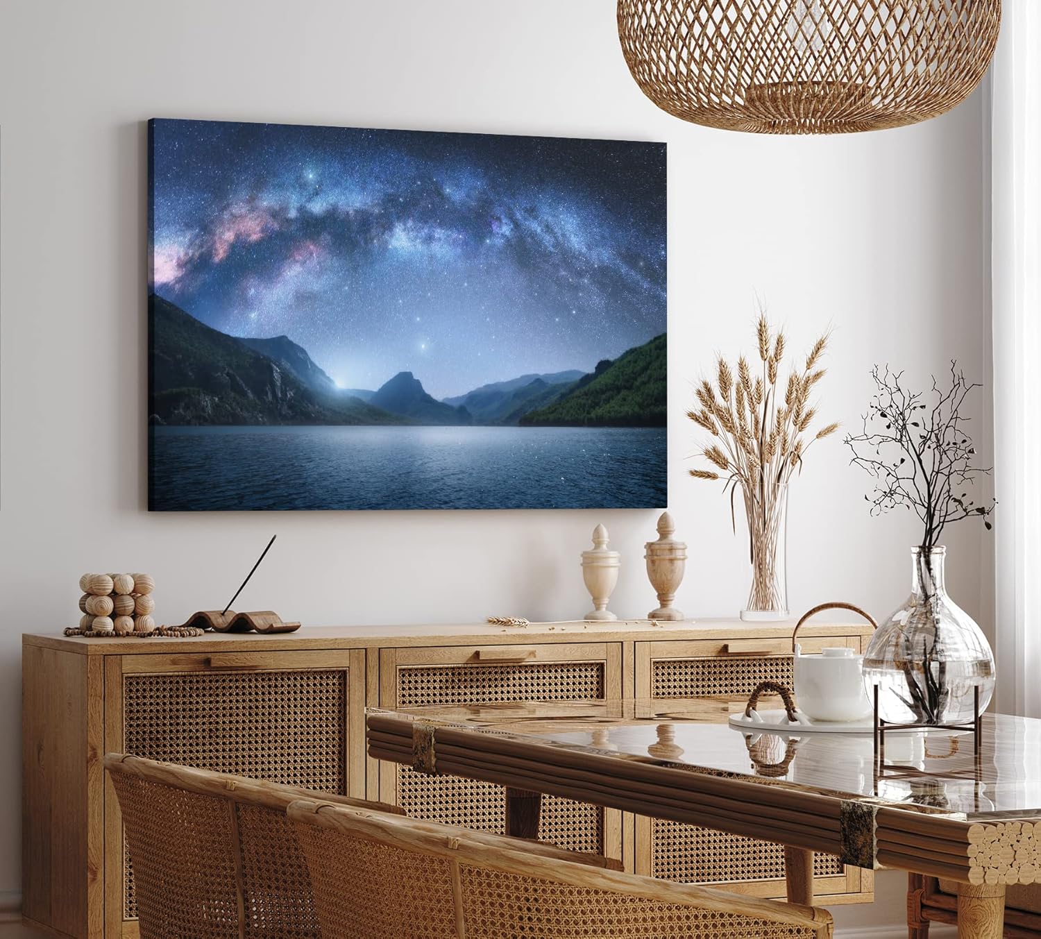 Paul Sinus Wandbild 120x80cm Milchstraße Astrofotografie See Berge Sternenhimmel