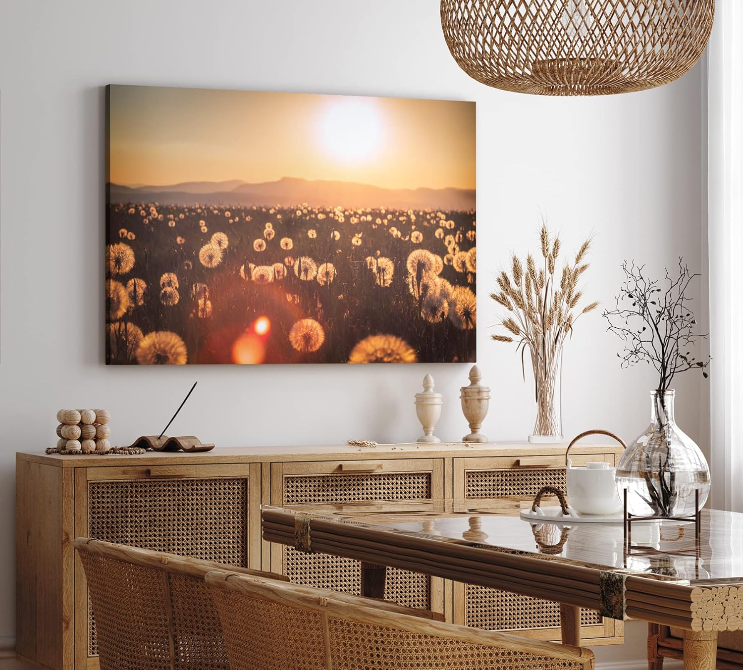 Paul Sinus Wandbild 120x80cm Sommerwiese Pusteblumen Wildblumen Sonnenschein Landschaft