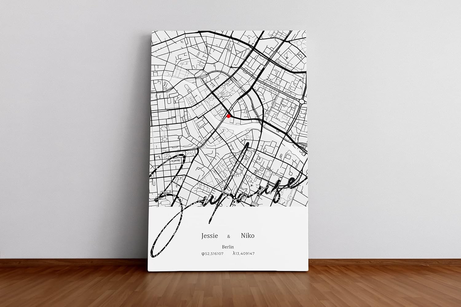 Paul Sinus Bilderrahmen personalisiert mit deinen GPS Koordinaten und Namen. 30cm x 42cm Holz Wechselrahmen mit Glas und Passepartout. Geschenkidee. Individuelle Stadtkarte. (ohne Rahmen)
