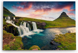 Paul Sinus Wandbild 120x80cm Island Kirkjufellsfoss Landschaft Berge Grün Wasserfall
