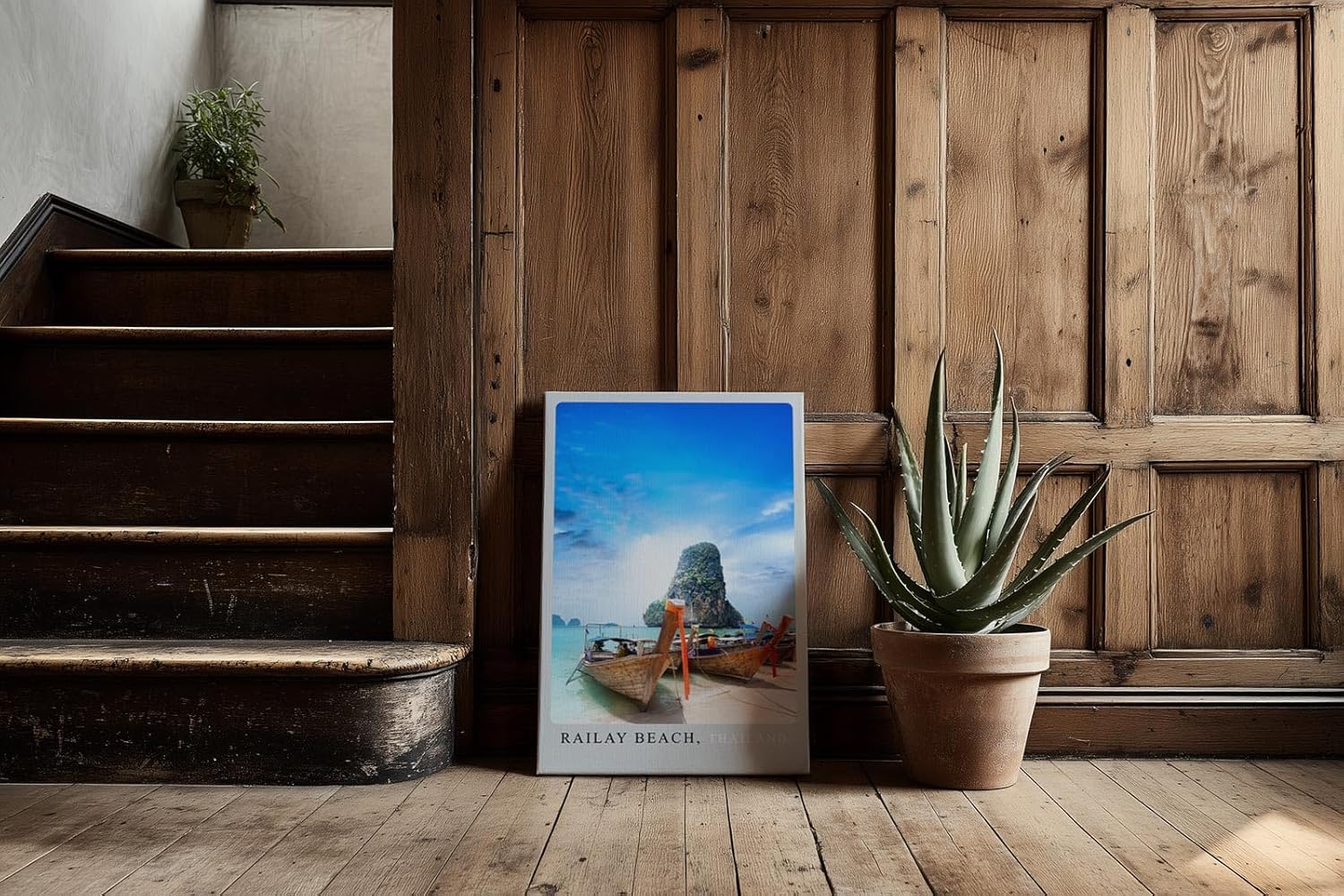 Paul Sinus Kunstdruck 40x60cm Railay Beach Thailand Longtailboote am tropischen Strand mit Kalksteinfelsen