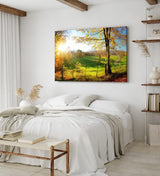 Paul Sinus Wandbild 120x80cm Deutsche Landschaft Wiese Bäume Sonnenschein Herbst