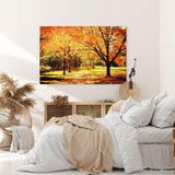 Wandbild 120x80cm Herbst Park Bäume Herbstblätter Sonnenschein