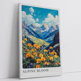 Paul Sinus Leinwandbild 40x60cm Alpine Bloom – Alpen, Berge, Natur, Blumenwiese, Wildblumen, Landschaft, Sommer, Frische, Panorama, Blau, Himmel