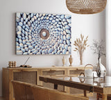 Paul Sinus Wandbild 120x80cm Runde weiße Steine Kunstvoll Steinkreis Strand