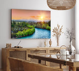 Paul Sinus Wandbild 120x80cm Clutha River Neuseeland Fluss Sonnenuntergang Berge Natur