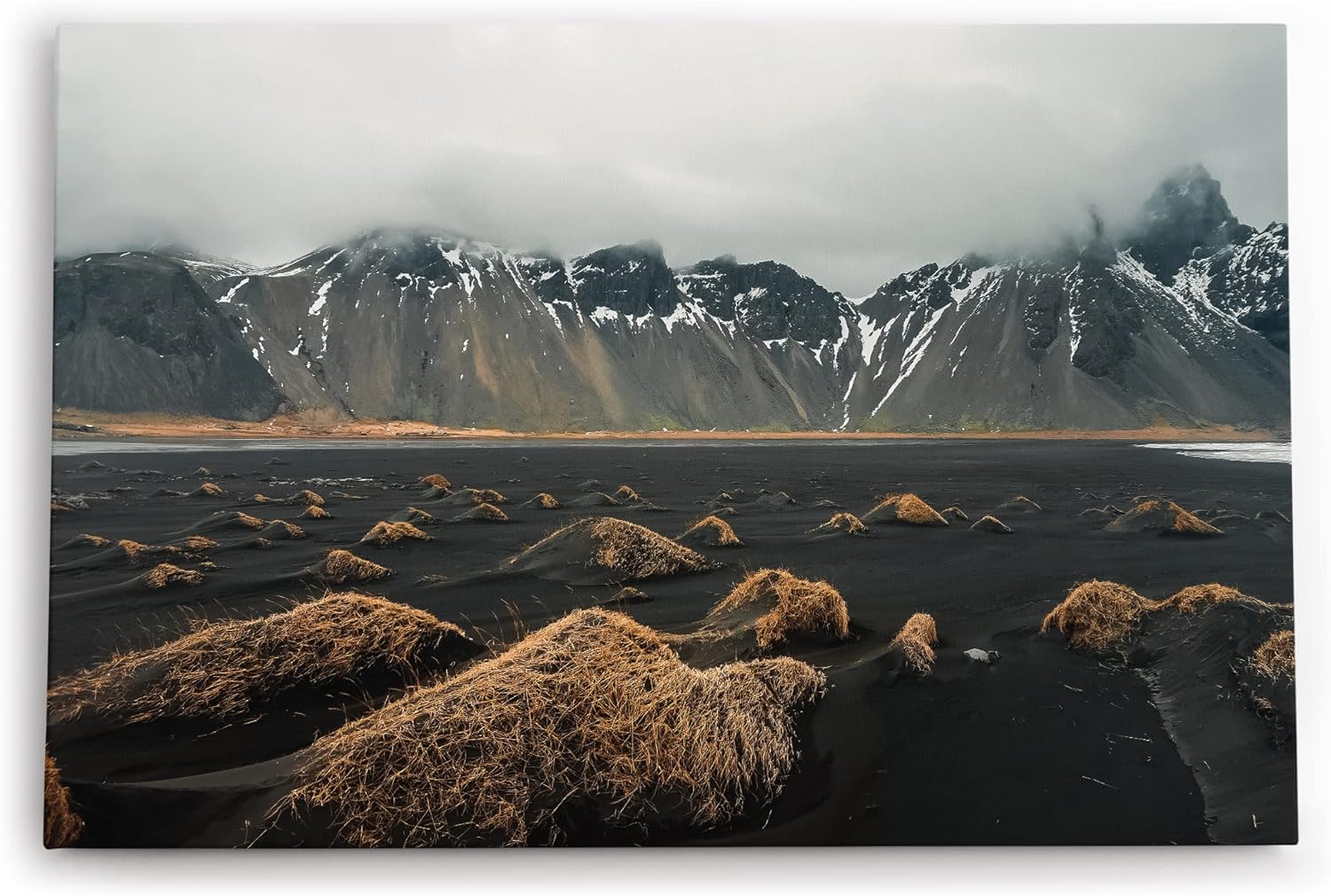 Paul Sinus Wandbild 120x80cm Klifatindur Island Berg schwarzer Strand isländische Landschaft
