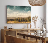 Paul Sinus Wandbild 120x80cm Natur Berge Landschaft Tannenwald Bäume weiße Wolken