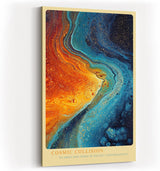 Paul Sinus Wandbild in 40x60cm Cosmic Collision in intensiven Blauund Orangetönen mit dynamischem Farbverlauf für moderne Raumgestaltung