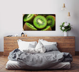 Kiwis in einer Holz Schüssel ca. 130x70cm Wandbild inklusive Schattenfugenrahmen weiss - Panorama Leinwand Bild XXL Format Wandbilder Wohnzimmer Wohnung Deko Kunstdrucke