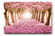 Sinus Art Wandbild 120x80cm Märchenhafter Weg unter rosa Blütenbäumen mit Perspektive und Tiefe
