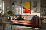 Paul Sinus Wandbild in 40x60cm The Sun's Curtain – Abstrakte Wellen in leuchtendem Gelb und Rot für moderne Wohnräume