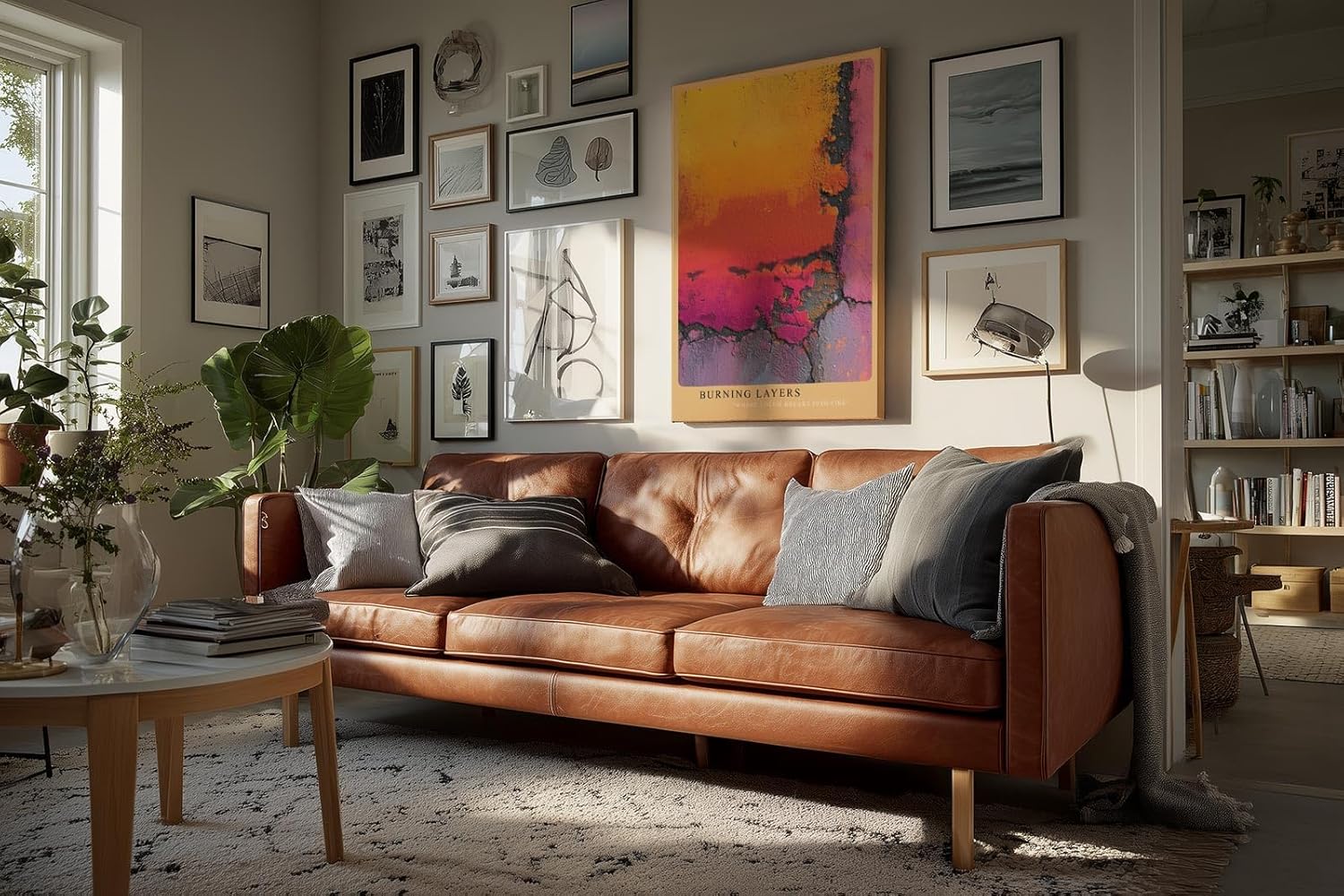 Paul Sinus Wandbild in 40x60cm Burning Layers Abstrakte Nahaufnahme einer farbintensiven, verwitterten Oberfläche in Gelb-, Orangeund Pinktönen