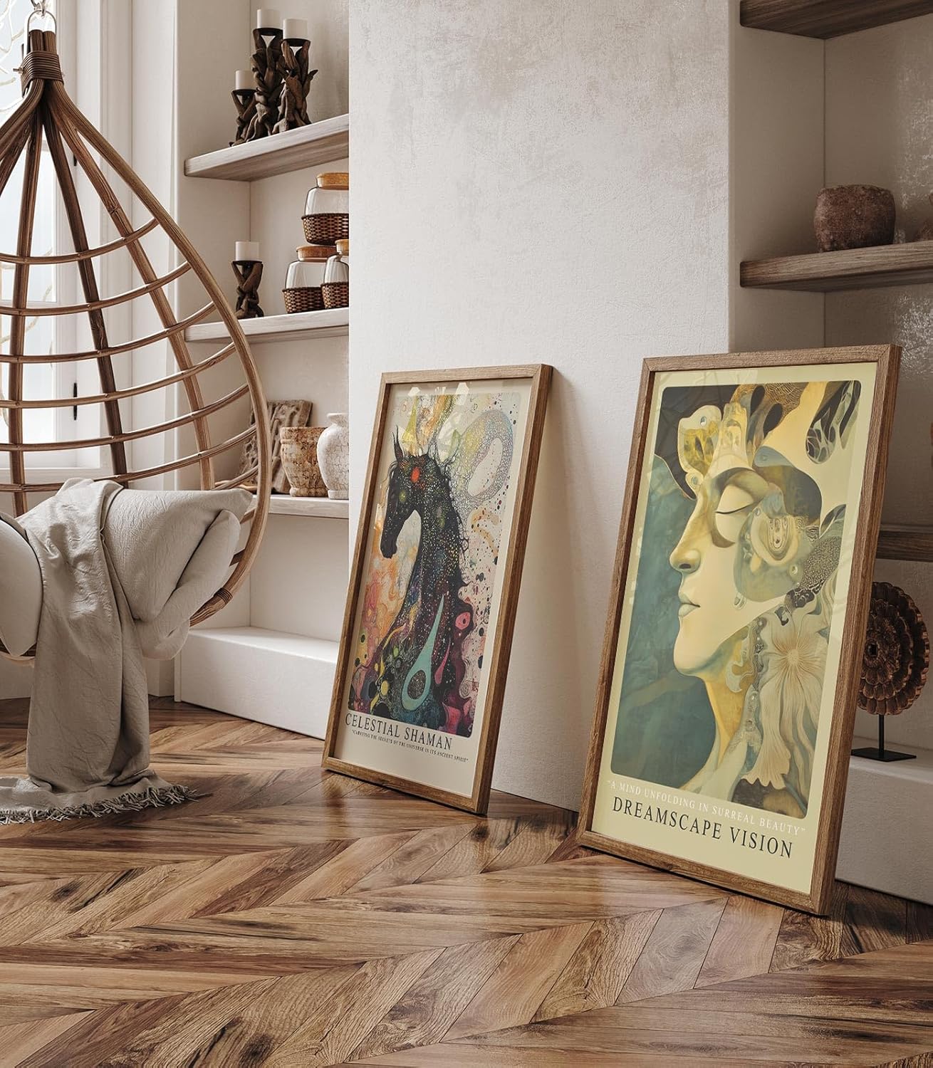 Paul Sinus Leinwandbild 60x90cm Dreamscape Vision – Surreal, Kunst, Fantasie, Traumwelt, Gesicht, Harmonie, Abstrakt, Mystik, Ästhetik, Gold, Struktur