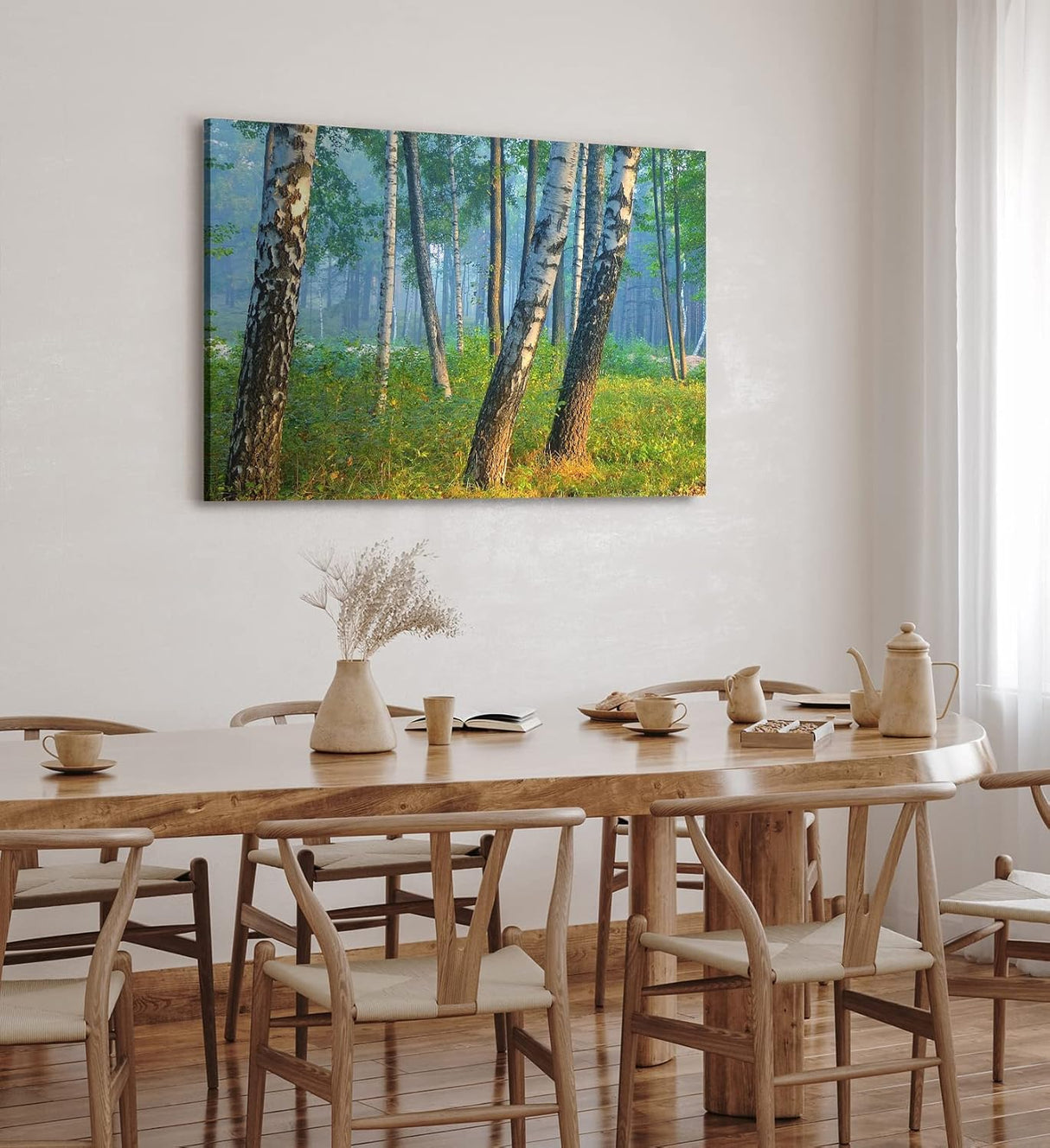 Paul Sinus Wandbild 120x80cm Birkenwald Wald Birken Natur Bäume Grün
