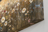 Sinus Art Wandbild 120x80cm Sanftes Naturmotiv mit blühender Wiese, Wildblumen und Bauernhof in weiter Hügellandschaft