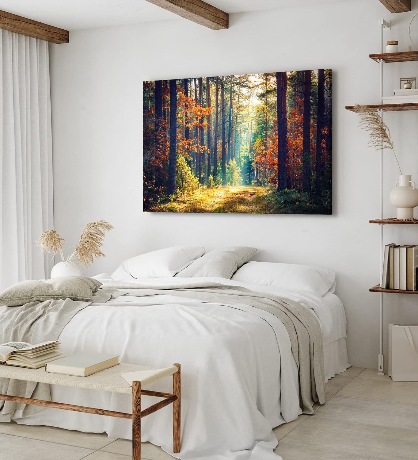 Paul Sinus Wandbild 120x80cm Wald Waldweg Bäume Sonnenstrahl Natur Herbst