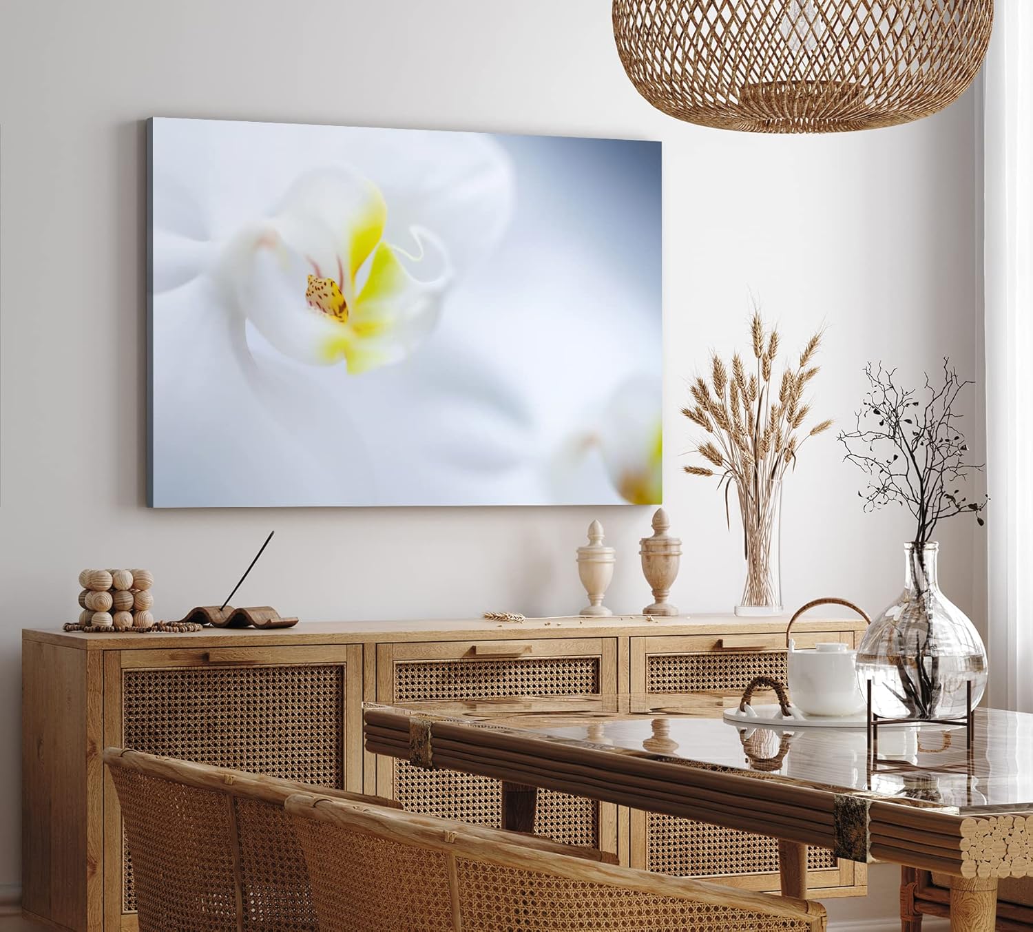 Paul Sinus Wandbild 120x80cm Weiße Orchidee Blume Blüte Gelb Hell