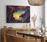 Paul Sinus Wandbild 120x80cm Grotte Sonnenuntergang Meer Felsen Küste Abend