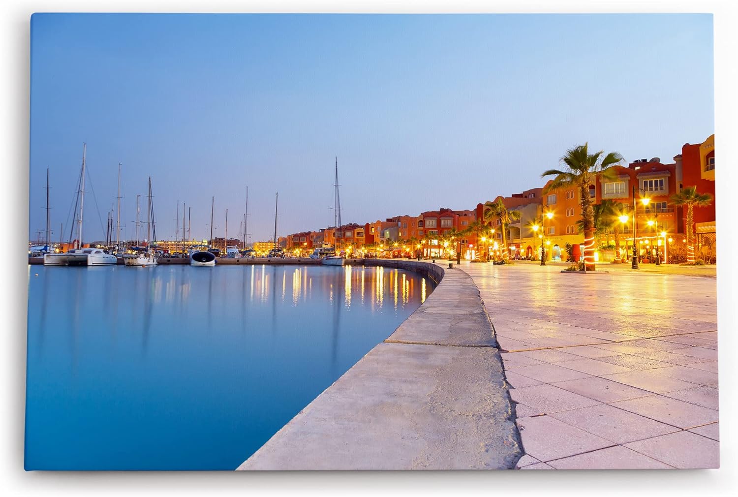 Paul Sinus Wandbild 120x80cm Hurghada Marina Boulevard Ägypten Meer Laternen