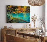 Paul Sinus Wandbild 120x80cm Bergsee Natur Wasser Bäume See Sonnenstrahlen Türkis