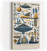 Paul Sinus Wandbild in 40x60cm The Visitors of Old – UFO-Darstellungen und ägyptische Symbole in kunstvoller Komposition